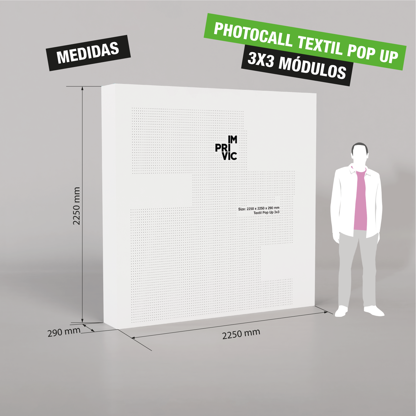 Photocall textil Pop Up en módulos, ideal para eventos.